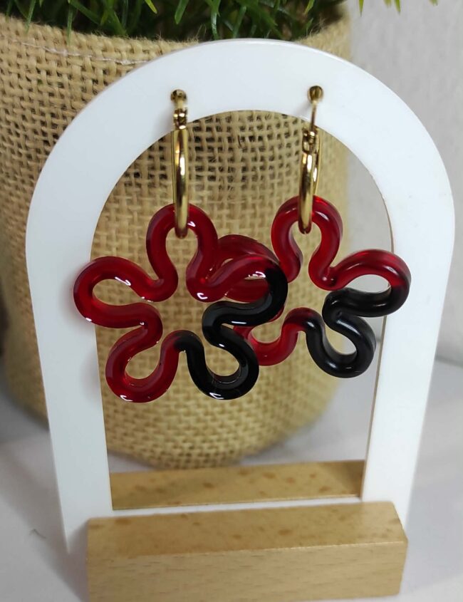 Pampille filigrane rouge noir