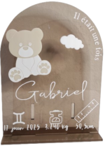Plaque naissance ourson