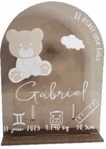 Plaque naissance ourson