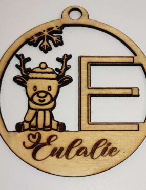 Boule de Noël Renne Initiale – Personnalisable