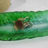 Vide poche plume vert translucide paillette vertes 1