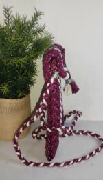 Pocket Crush – Sac Macramé Bordeaux Argenté – Image 2